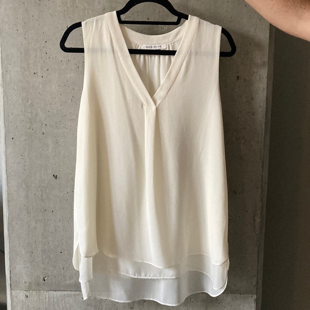 Off-White shear sleeveless dress shirt
